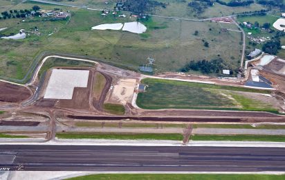 Aerial shot of construction of Western Sydney International Airport.