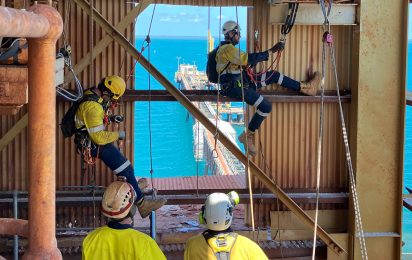 Rope Access Team performing remediation at Gove Wharf, NT