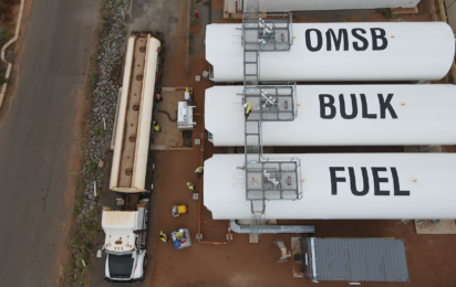 Aerial shot of new 600,000 litre bulk fuel storage facility at OMSB, WA